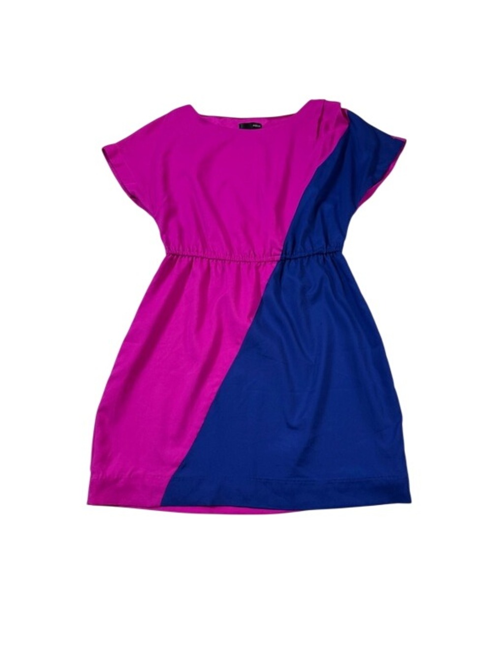 Aqua S Pink & Blue Color Block Dress Elastic Waist Short Sleeves (JJ17)